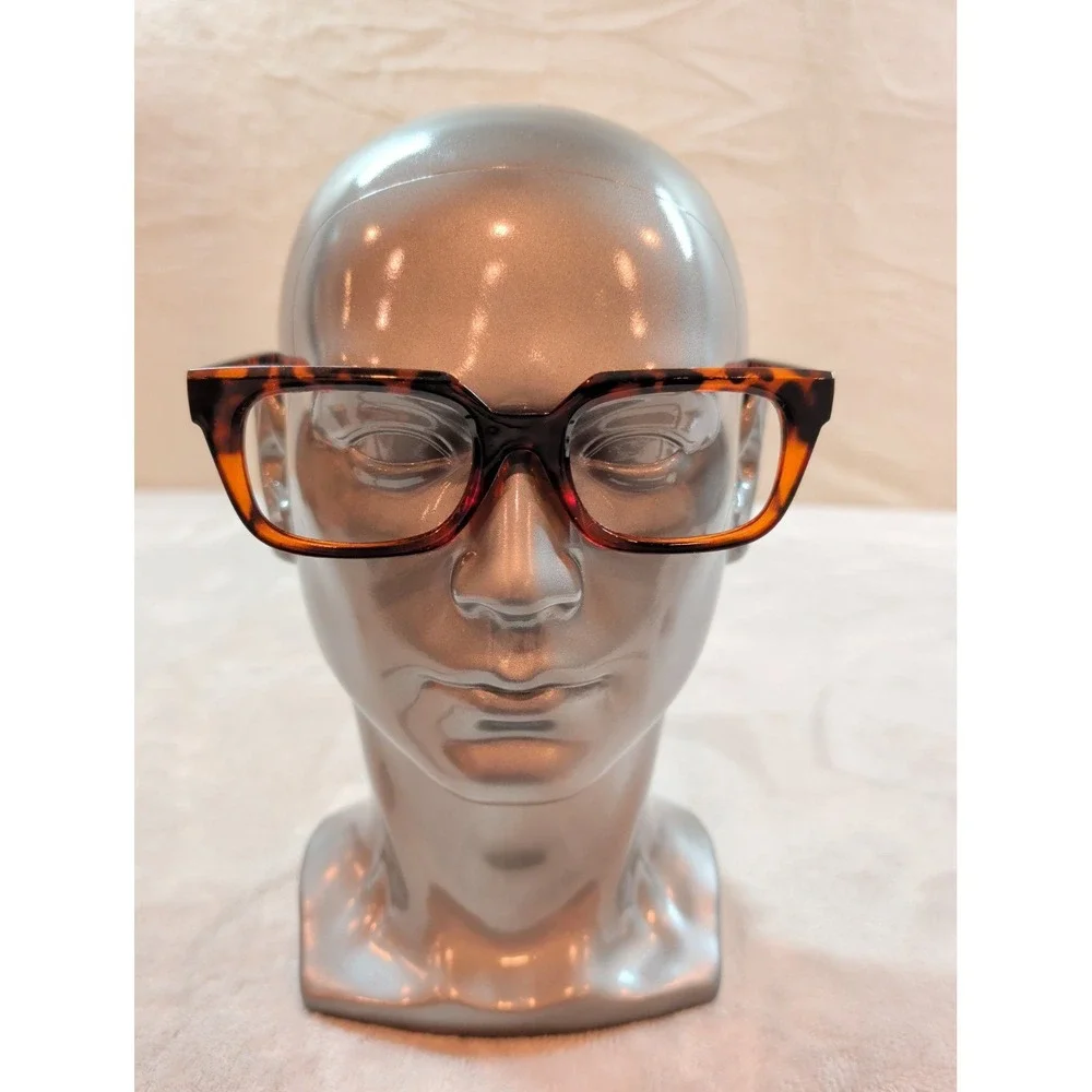 Tortoise Shell Rectangular Eyeglass Frames‎ Bold Geometric Academic Style